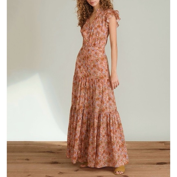 Veronica Beard | Satori Floral-Print Dress in coral - Picture 1 of 16